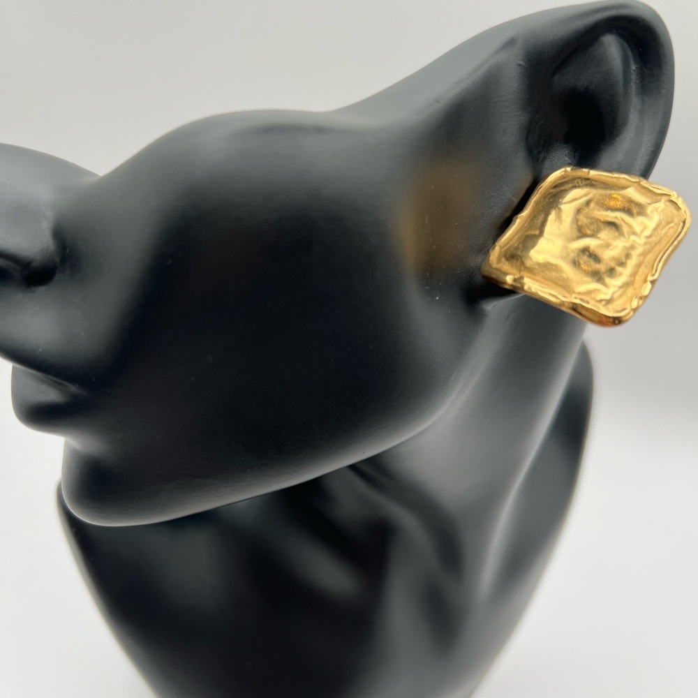 Rare Givenchy Vintage Polished and Matte Gold Finish Earrings